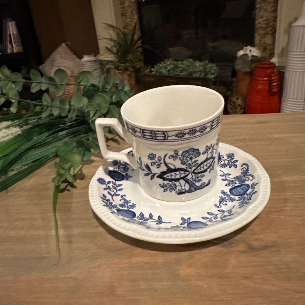 Kensington Blue Onion  Tea Cup & Saucer England ironstone